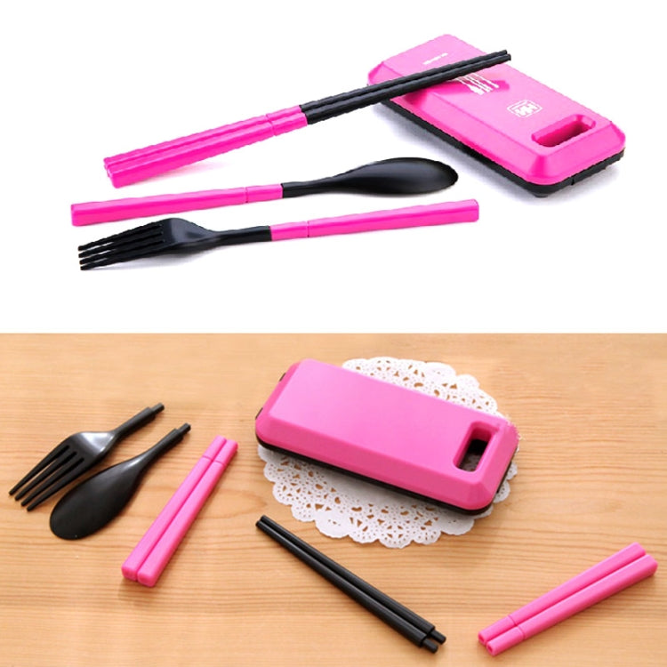 3 in 1 ABS Folding Dinnerware Cutlery Fork Chopsticks Set with Storage Box Outdoor Camping Hiking Traveling Tableware Set(Orange) - free shipping - PMC TechLife - Order now!