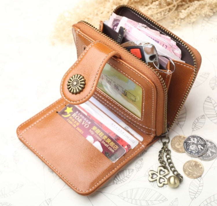 Vintage Button Phone Purses Women Wallets Female Purse Leather Brand Retro Ladies Long Zipper Woman Wallet Card Clutch(Long yellow) - Wallets by PMC TechLife | Online Shopping South Africa | PMC TechLife