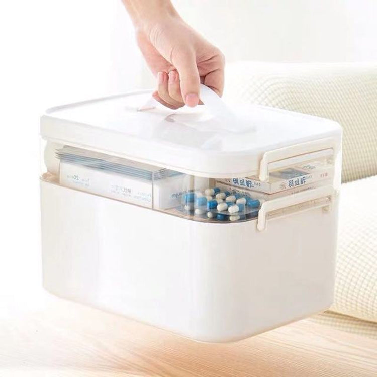 Household Portable Cosmetic Finishing Storage Box Large-capacity Family Safety Emergency Storage Box Double-layer Medicine Case, Size:S-24x16.5x16cm(White) - free shipping - PMC TechLife - Order now!