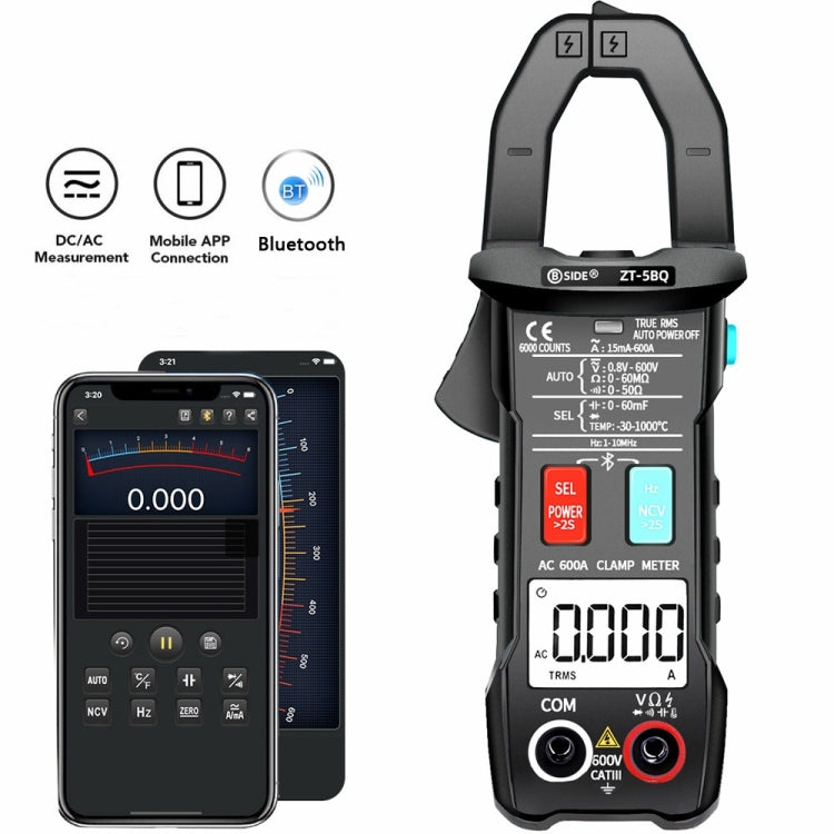 BSIDE Bluetooth 5.0 6000 Words High Precision Smart AC Clamp Meter, Specification: ZT-5BQ - free shipping - PMC TechLife - Order now!