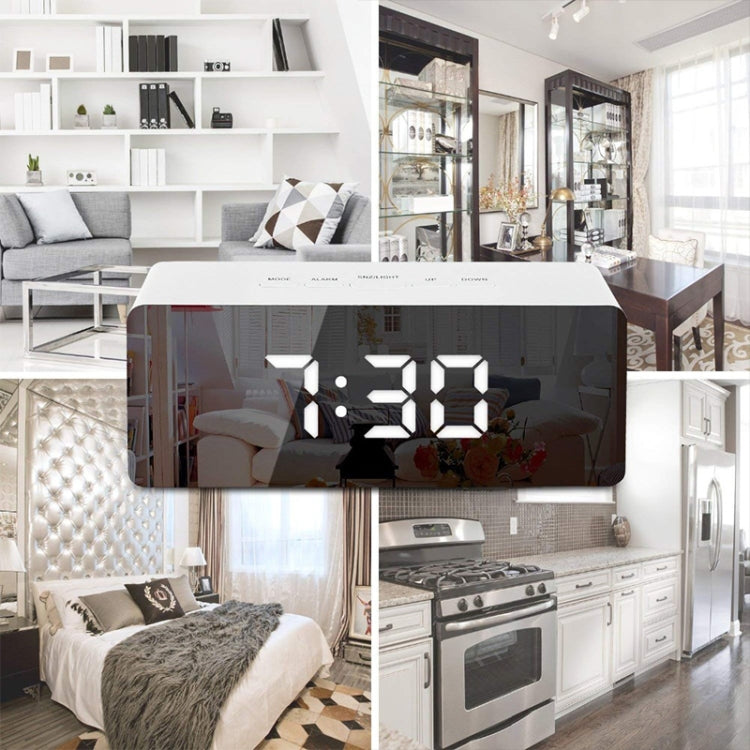 LED Mirror Alarm Clock Digital Snooze Table Clock Electronic Time Temperature Large Display White Light - Wall Clock by PMC TechLife | Online Shopping South Africa | PMC TechLife | Buy Now Pay Later Mobicred