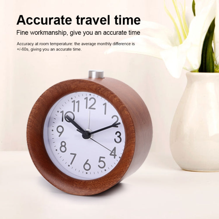 Solid Wood Silent Snooze Alarm Clock with Pointer(Round Dark) - free shipping - PMC TechLife - Order now!