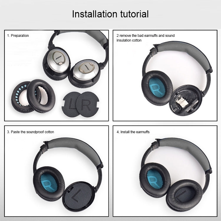 2 PCS Headset Sponge Cover For BOSE QC15 / QC3 / QC2 / QC25 / AE2 / AE2i(Print Color + Gray) - Earmuff & Pad by PMC TechLife | Online Shopping South Africa | PMC TechLife
