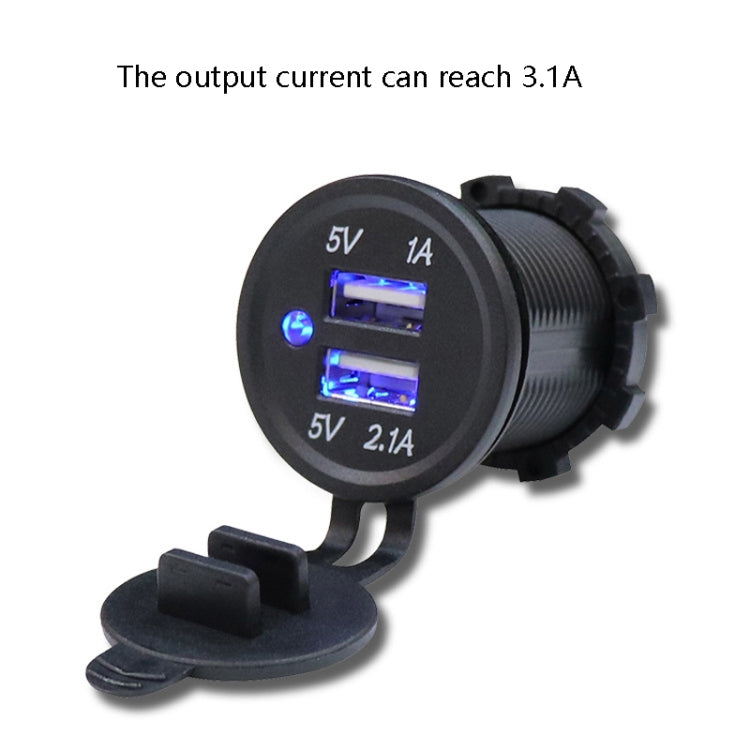 KWG-P1 Car Motorcycle Ship Modified USB Charger 5V 3.1A With Blue LED Lamp Display Waterproof And Dustproof Car Charger - DIY Modified Charger by PMC TechLife | Online Shopping South Africa | PMC TechLife
