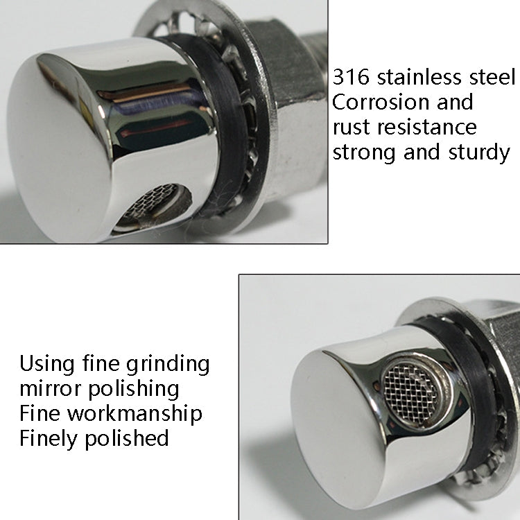 Fuel Breather Vent Straight 316 Stainless Steel Boat Cabin Oiling Fueling Oil Port Vent Accessories - Boats Accessories by PMC TechLife | Online Shopping South Africa | PMC TechLife