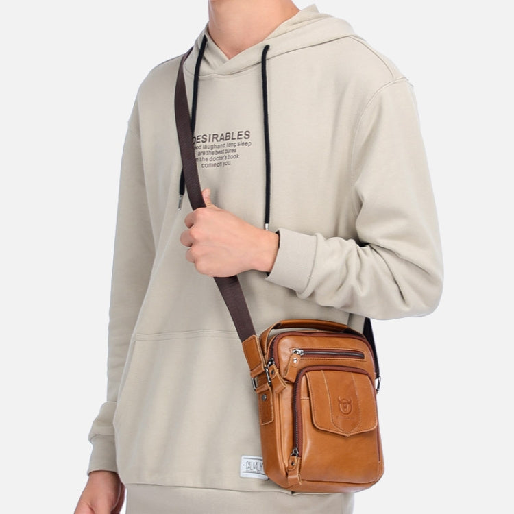 BULL CAPTAIN 777 Men Leather Shoulder Bag First-Layer Cowhide Retro Large Capacity Satchel(Black) - free shipping - PMC TechLife - Order now!