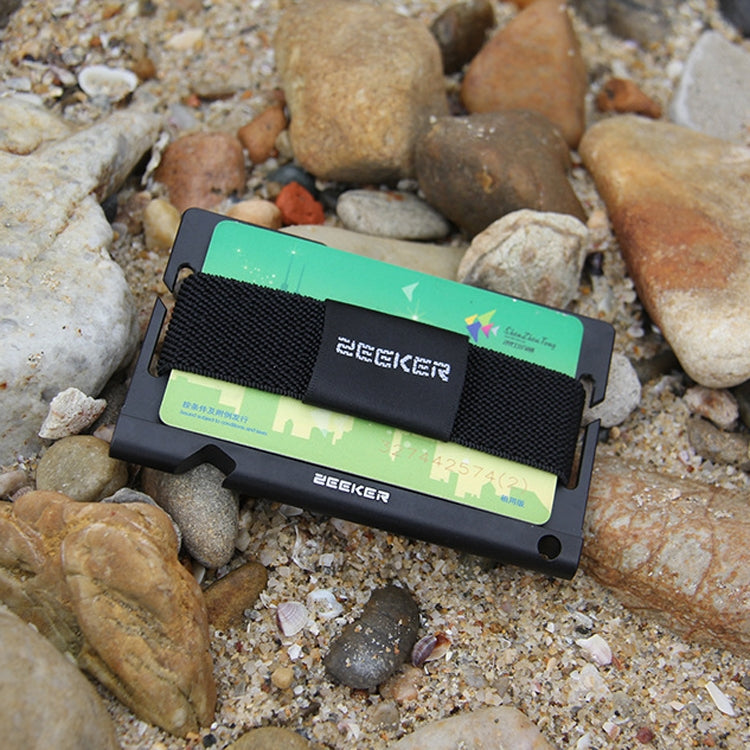 ZEEKER JK03 Aluminum Alloy Card Holder Multi-Function Elastic Band Women And Men Wallet Metal Business Card Holder(Black) - Card & Passport Bags by ZEEKER | Online Shopping South Africa | PMC TechLife