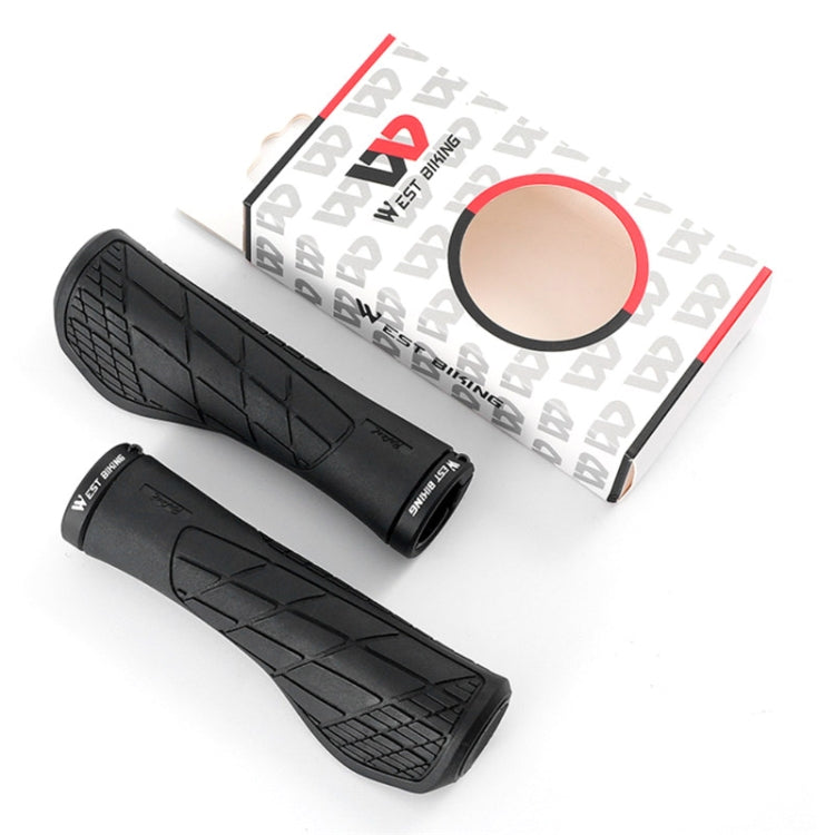 1 Pair WEST BIKING YP0804060 Bicycle Grips Mountain Bike Non-Slip Rubber Grips(Black) - Bicycle Grips by WEST BIKING | Online Shopping South Africa | PMC TechLife | Buy Now Pay Later Mobicred