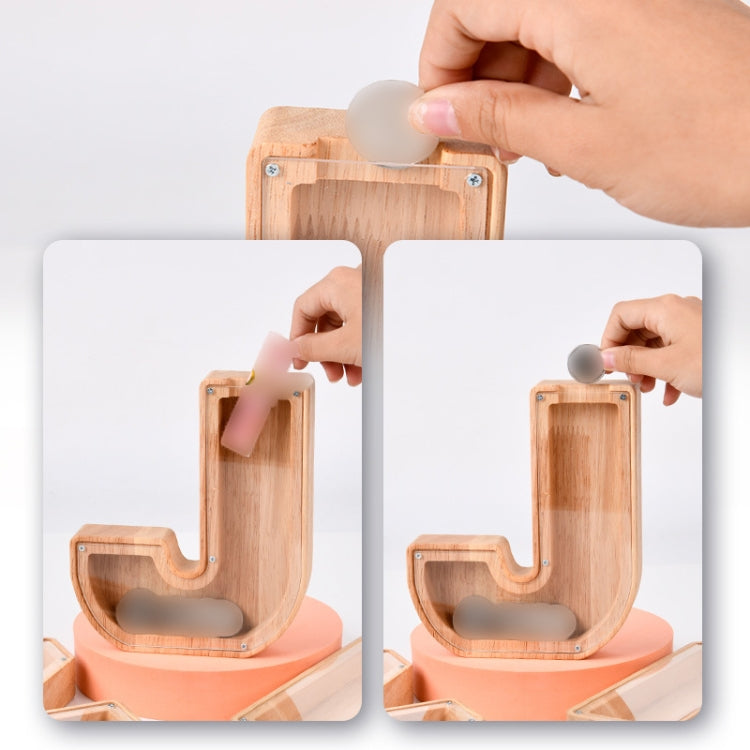 Wooden English Alphabet Piggy Bank Transparent Acrylic Piggy Bank(R) - free shipping - PMC TechLife - Order now!