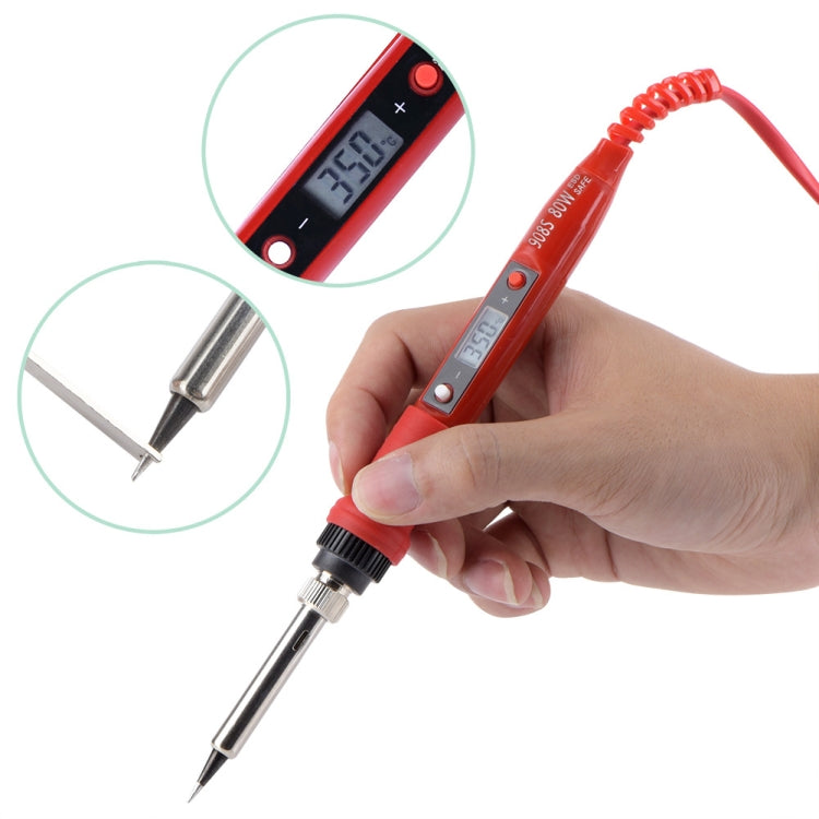 Metallic LCD Temperature Regulating Soldering Iron And Soldering Iron Tip Set Electric Soldering Iron Welding Tool(220V EU Plug Silver Head Black) - Soldering Iron Set by PMC TechLife | Online Shopping South Africa | PMC TechLife | Buy Now Pay Later Mobicred