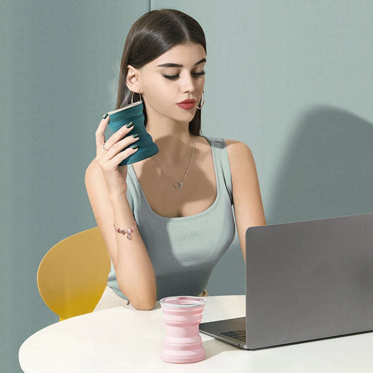 AK1313 320ml Portable Silicone Folding Water Cup With Lid(Blue) - Kettles by PMC TechLife | Online Shopping South Africa | PMC TechLife