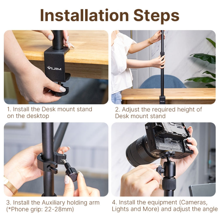 Ulanzi Vijim LS02 Live Desktop Extension Arm Light Stand For Ring Light DSLR Camera - free shipping - PMC TechLife - Order now!
