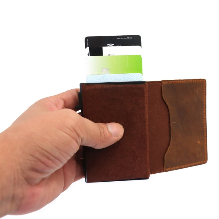 Anti-Theft Positioning Wallet Men Card Holder Mini Wallets For Airtag(Cowhide Dark Brown) - Wallet Series by PMC TechLife | Online Shopping South Africa | PMC TechLife