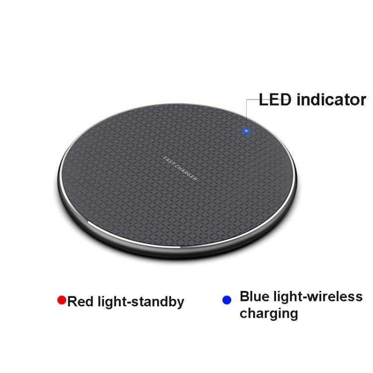 Q25 15W Plaid Pattern Desktop Metal Round Wireless Charger(Black) - free shipping - PMC TechLife - Order now!