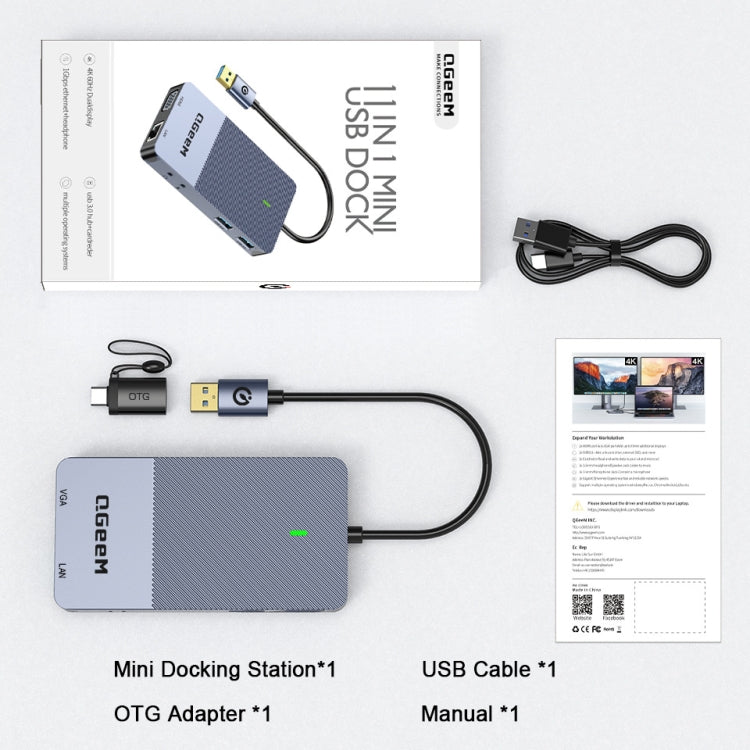 QGeeM 11 In 1 Multifunctional Type-C Extension HUB Adapter( QG-D3908) - USB HUB by QGeeM | Online Shopping South Africa | PMC TechLife | Buy Now Pay Later Mobicred