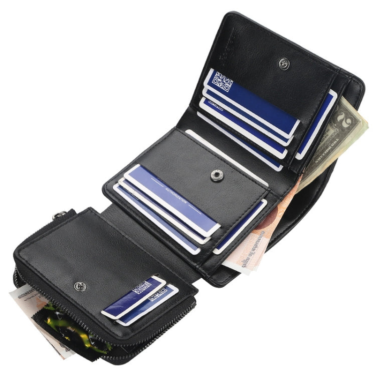 Baellerry D9159 Men Short Tri-Fold Zip Coin Purse Thin Card Holder(Coffee) - Wallets by Baellerry | Online Shopping South Africa | PMC TechLife | Buy Now Pay Later Mobicred