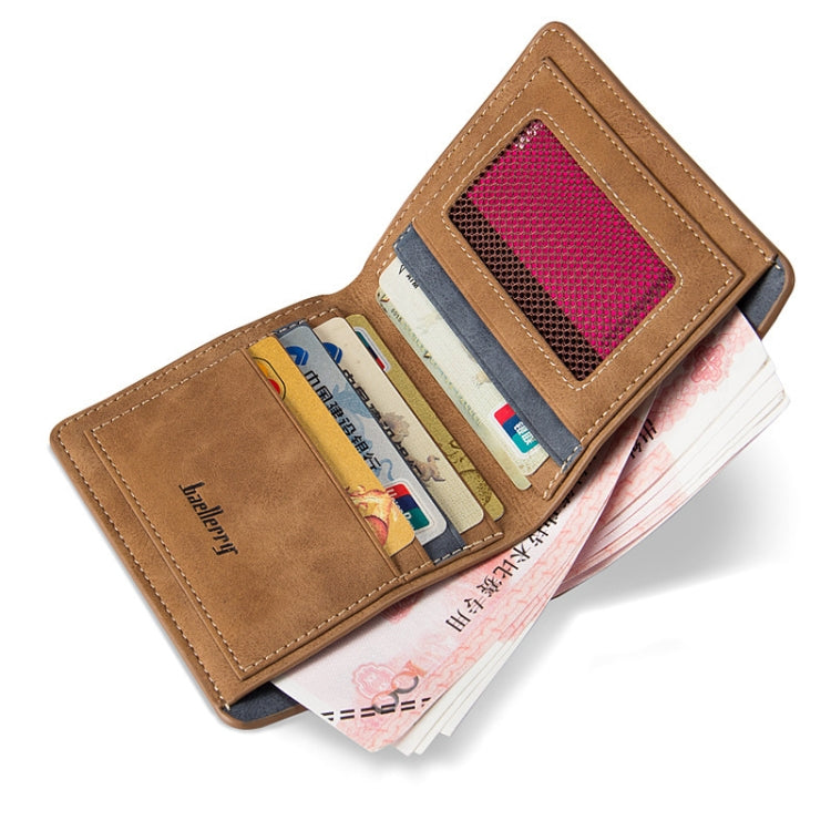 Baellerry BLR1152 Men Short Wallet Vintage Frosted Two Fold Wallet(Coffee Vertical) - Wallets by Baellerry | Online Shopping South Africa | PMC TechLife | Buy Now Pay Later Mobicred