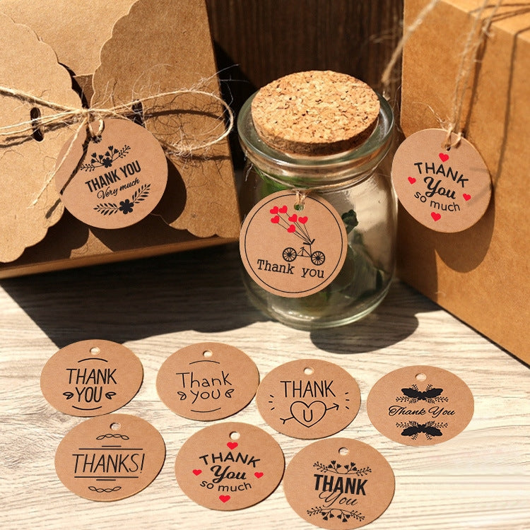 100pcs /Pack Kraft Paper Gift Tag With 20m Hemp Rope(L-14) - Gift Bags & Wrapping Supplies by PMC TechLife | Online Shopping South Africa | PMC TechLife