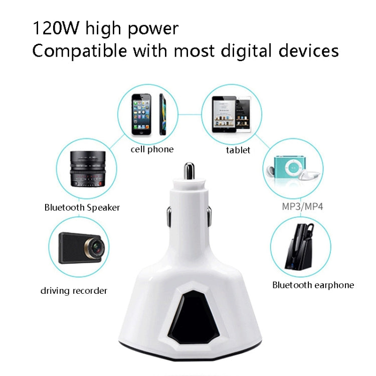 3.1A Dual USB Digital Display Multi-Function Driving Recorder Universal Automotive Charger(White) - Car Charger by PMC TechLife | Online Shopping South Africa | PMC TechLife