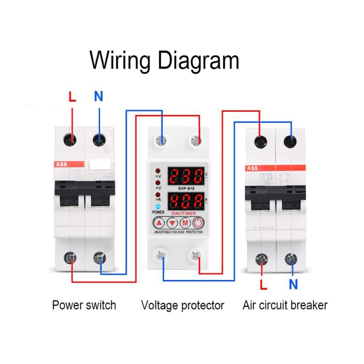 SINOTIMER SVP-918 Adjustable Self-resetting Intelligent Over-voltage Under-voltage Protector, Current: 63A - Other Tester Tool by SINOTIMER | Online Shopping South Africa | PMC TechLife | Buy Now Pay Later Mobicred