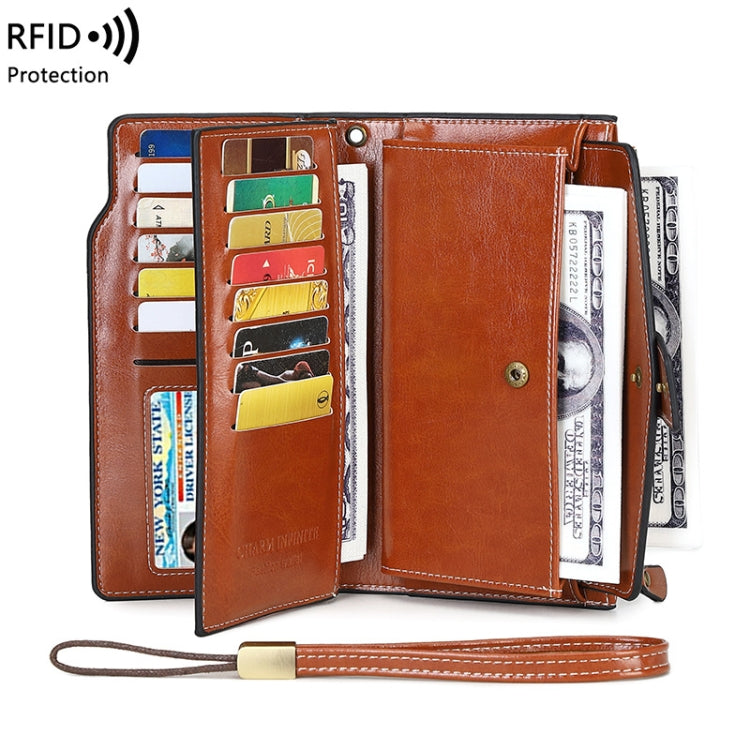 1669 RFID Anti-magnetic Anti-theft Retro Long Wallet Card Holder Document Bag(Retro Brown) - Antimagnetic RFID Package by PMC TechLife | Online Shopping South Africa | PMC TechLife | Buy Now Pay Later Mobicred