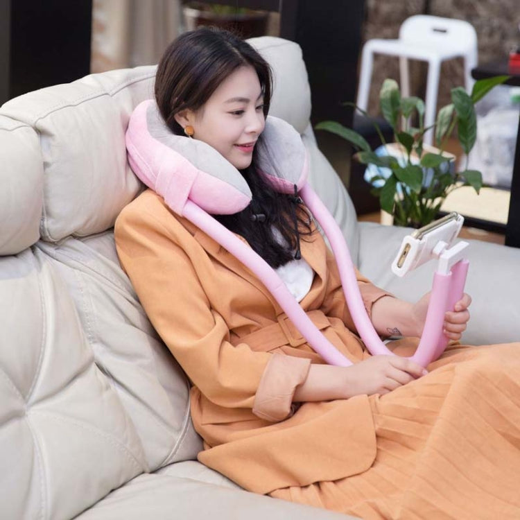 U-shaped Pillow Mobile Phone Bracket Hanging Neck Lazy Bracket(Light Pink) - Lazy Bracket by PMC TechLife | Online Shopping South Africa | PMC TechLife