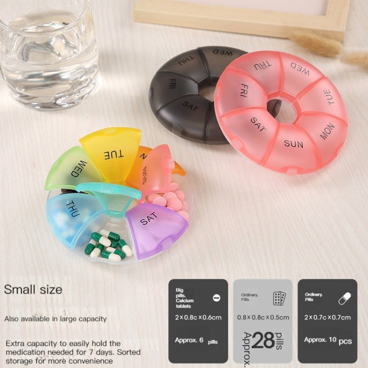 2 PCS Round 7 Days Rainbow Color Portable Pill Box Plastic Seven Grid(Black) - free shipping - PMC TechLife - Order now!
