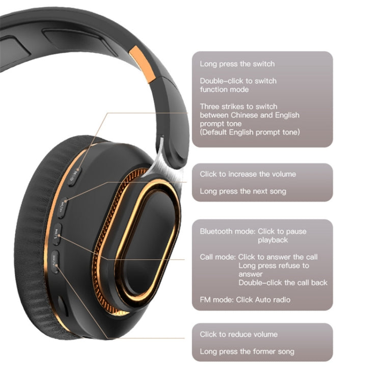 H7 Foldable Wireless Bluetooth Headset With Microphone Support TF Card, AUX(Light Gray) - Headset & Headphone by PMC TechLife | Online Shopping South Africa | PMC TechLife