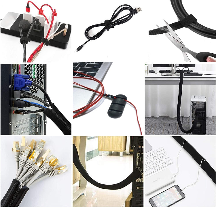 4pcs Zipper Ties Cord Management Organizer Kit Cable Sleeve With Zipper Cable Clip - Cable Organizer by PMC TechLife | Online Shopping South Africa | PMC TechLife | Buy Now Pay Later Mobicred