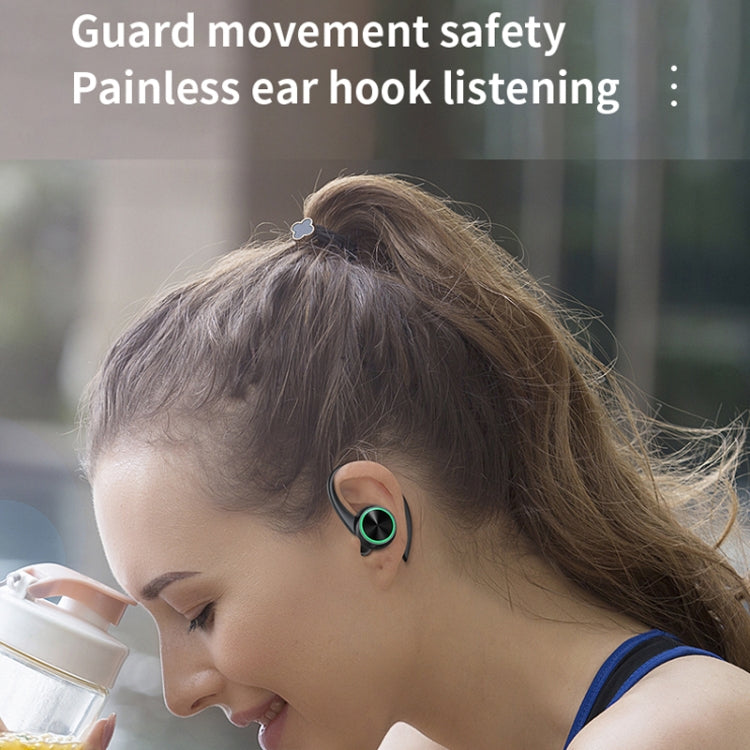 R201 With Charging Bin Hanging Ear Stereo Digital Display Bluetooth Earphones(White) - Bluetooth Earphone by PMC TechLife | Online Shopping South Africa | PMC TechLife