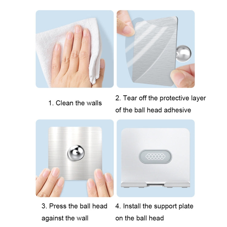 B87 Punch-free Tablet PC Aluminum Alloy Bracket Bathroom Kitchen Adhesive Wall Phone Holder(Silver Gray) - Hand-Sticking Bracket by PMC TechLife | Online Shopping South Africa | PMC TechLife