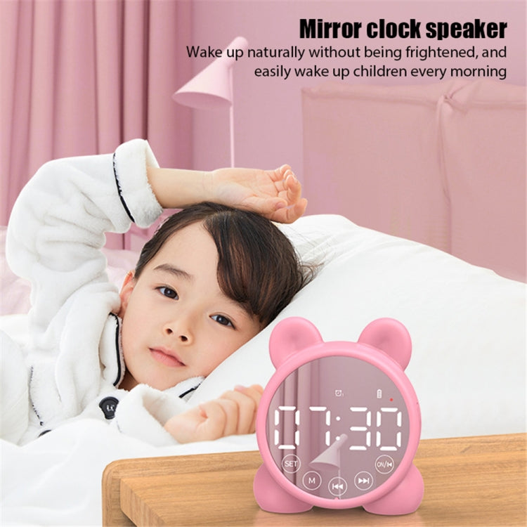 P1 Mini Card Mirror Clock Wireless Bluetooth Speaker with FM Radio(Pink) - Mini Speaker by PMC TechLife | Online Shopping South Africa | PMC TechLife