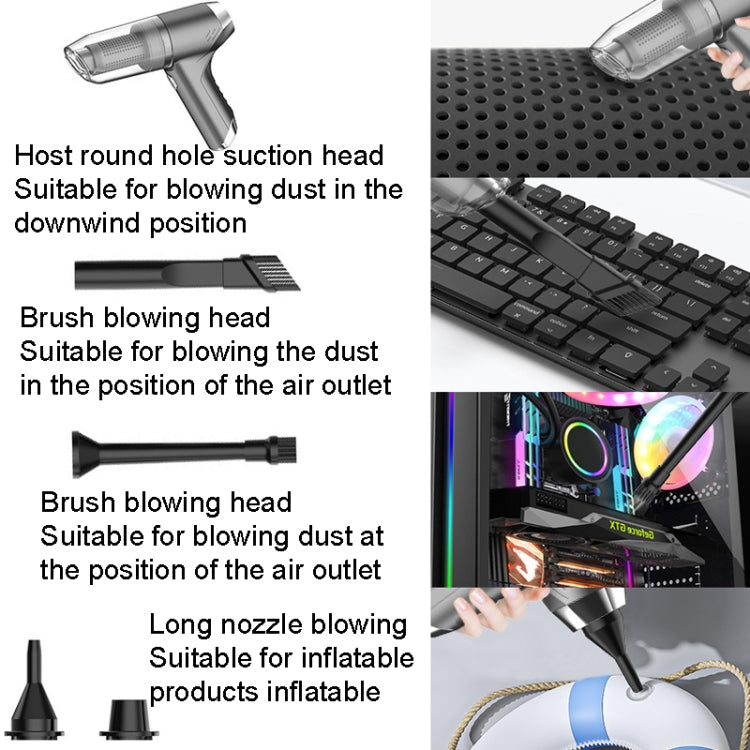 SUITU ST-6671 Wireless Car Vacuum Cleaner Small Handheld Blowing and Suction Dual Use, Style: Brushless Silver Gray - free shipping - PMC TechLife - Order now!