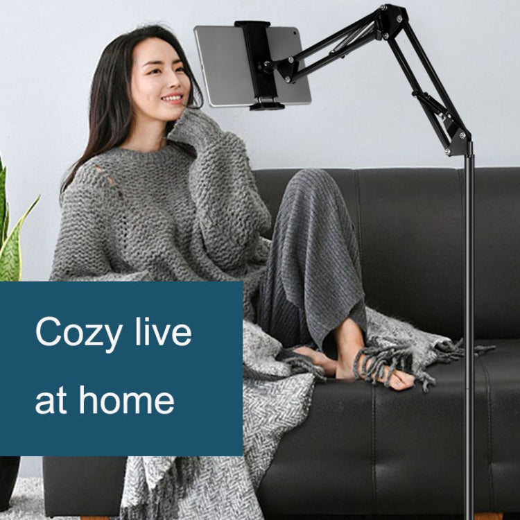 155cm Mobile Phone Tablet Live Broadcast Bedside Lifting Bracket Telescopic Floor Model (Black) - Lazy Bracket by PMC TechLife | Online Shopping South Africa | PMC TechLife