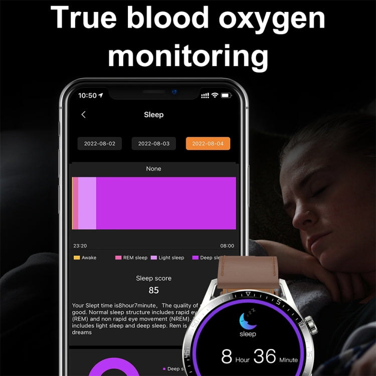 Sports Health Monitoring Waterproof Smart Call Watch With NFC Function, Color: Silver-Brown Leather - Smart Watches by PMC TechLife | Online Shopping South Africa | PMC TechLife | Buy Now Pay Later Mobicred