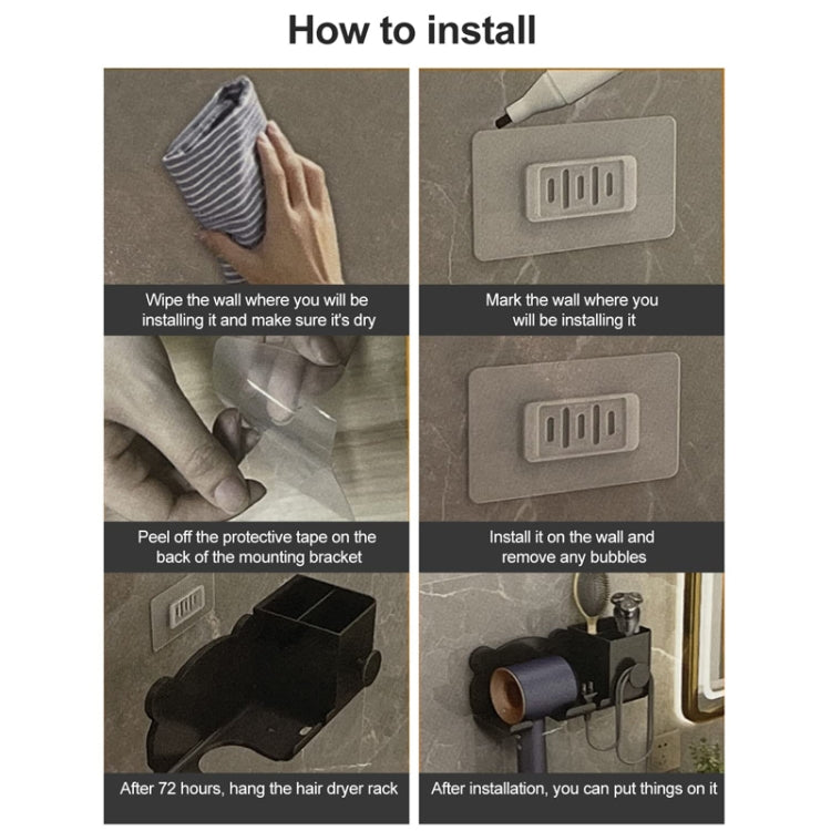 For Dyson Hair Dryer Wall-Mounted Holder Bathroom Shelf Storage Rack, Style: Upgrade Black - free shipping - PMC TechLife - Order now!