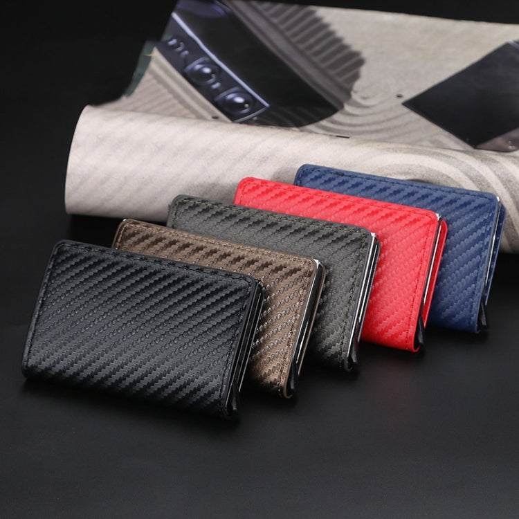 Baellerry RFID Anti-theft Plaid Leather Wallet Metal Aluminum Box Automatic Eject Type Card Holder(Blue) - Antimagnetic RFID Package by Baellerry | Online Shopping South Africa | PMC TechLife | Buy Now Pay Later Mobicred