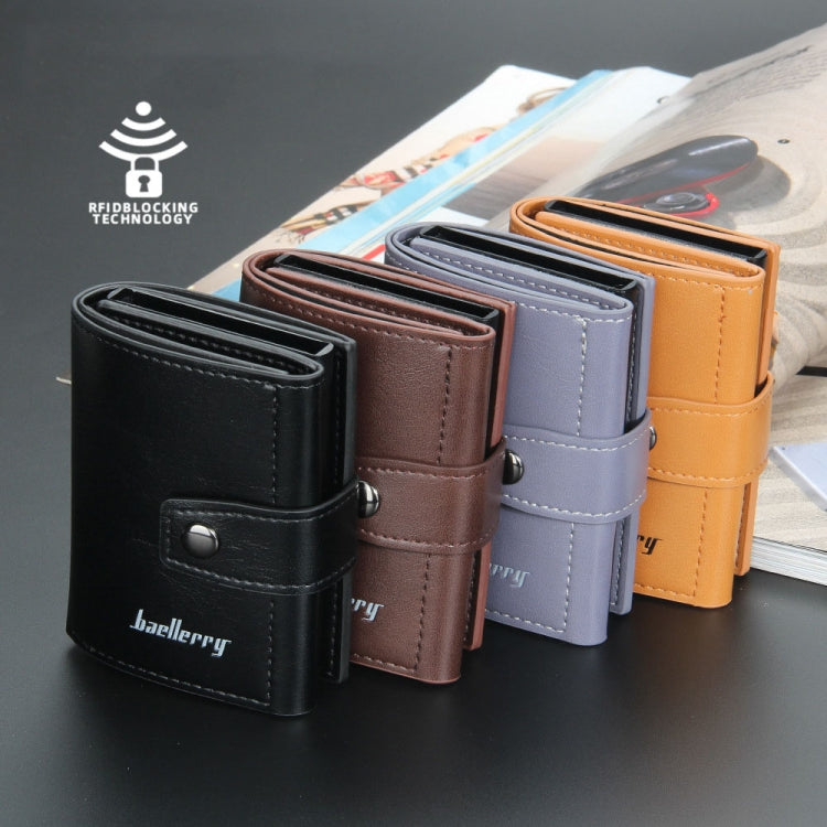 Baellerry RFID Anti-Theft Automatic Pop-Up Card Wallet Buckle Metal Aluminum Shell Card Holder(Yellow Brown) - free shipping - PMC TechLife - Order now!