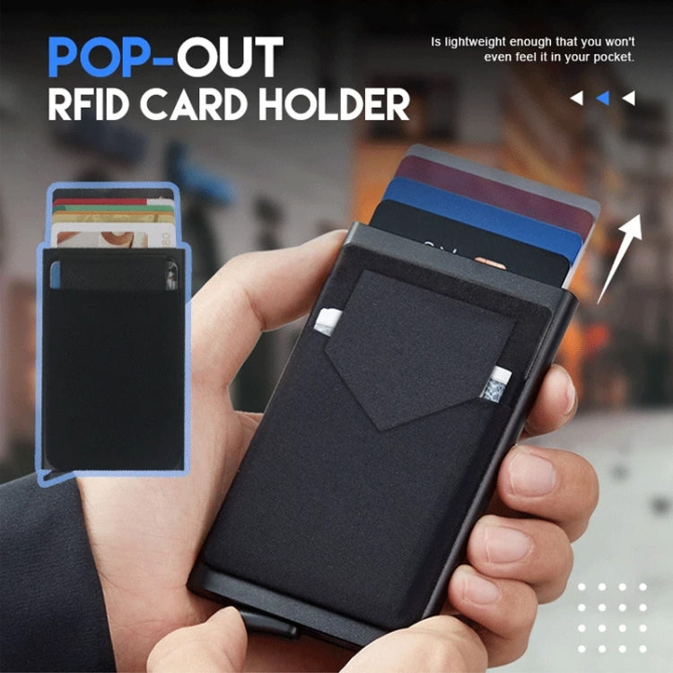 Pop Up Metal Card Holder with Lycra Cloth RFID Aluminum Alloy Credit Card Box(Black) - free shipping - PMC TechLife - Order now!