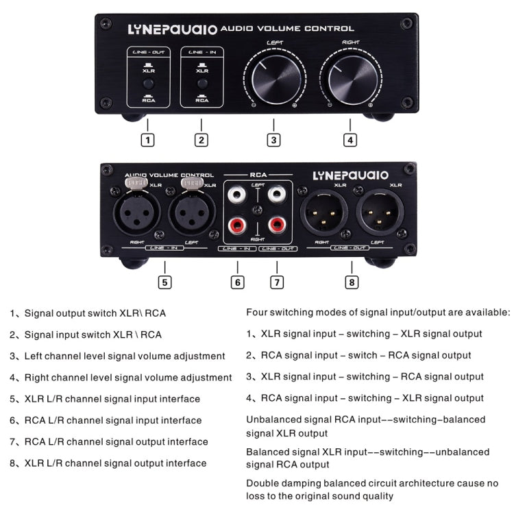 LINEPAUDIO A977 2 In 2 Out Switcher Full-balance Passive Preamp Active Speaker Double Sound Source Volume Controller (Black) - by PMC TechLife | Online Shopping South Africa | PMC TechLife