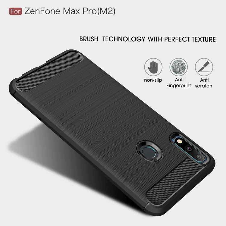 Brushed Texture Carbon Fiber Shockproof TPU Case for ASUS Zenfone Max Pro(M2) (Navy Blue) - ASUS Cases by PMC TechLife | Online Shopping South Africa | PMC TechLife | Buy Now Pay Later Mobicred