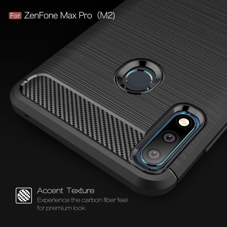 Brushed Texture Carbon Fiber Shockproof TPU Case for ASUS Zenfone Max Pro(M2) (Navy Blue) - ASUS Cases by PMC TechLife | Online Shopping South Africa | PMC TechLife | Buy Now Pay Later Mobicred