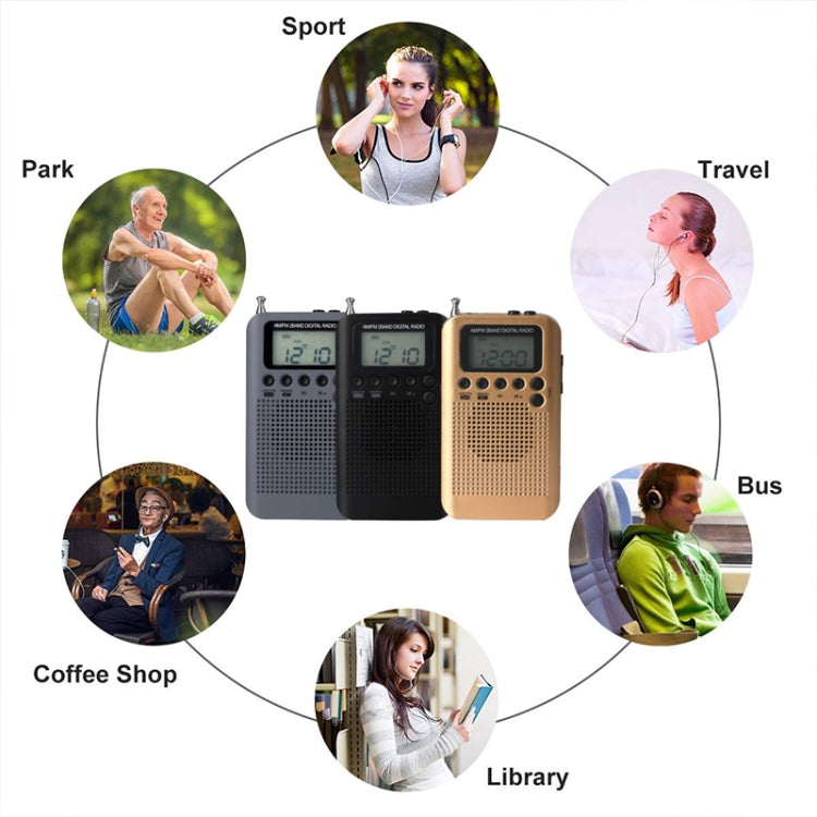 HRD-104 Mini Portable FM + AM Two Band Radio with Loudspeaker(Grey) - Radio Player by PMC TechLife | Online Shopping South Africa | PMC TechLife