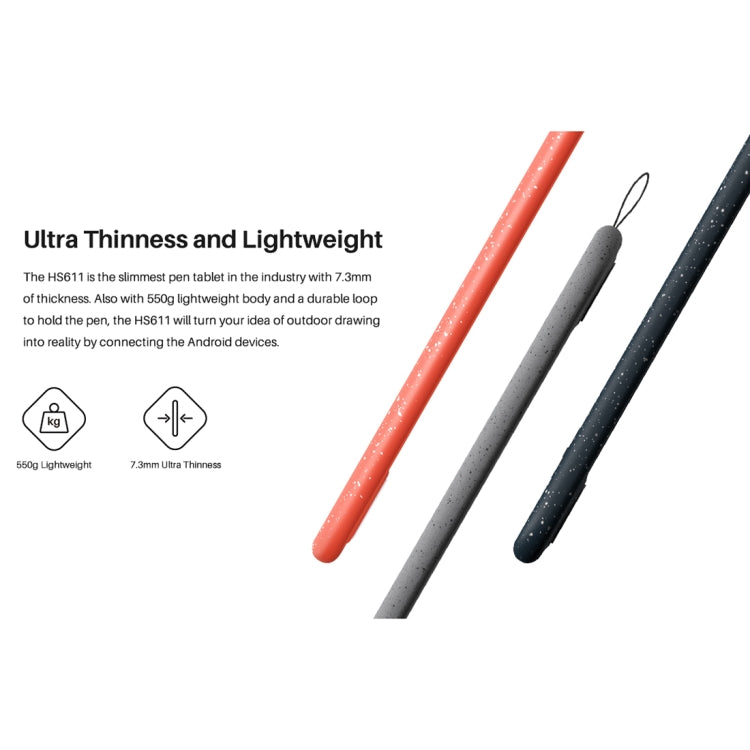 HUION HS611 5080 LPI Touch Strip Art Drawing Tablet for Fun, with Battery-free Pen & Pen Holder (Grey) - free shipping - PMC TechLife - Order now!