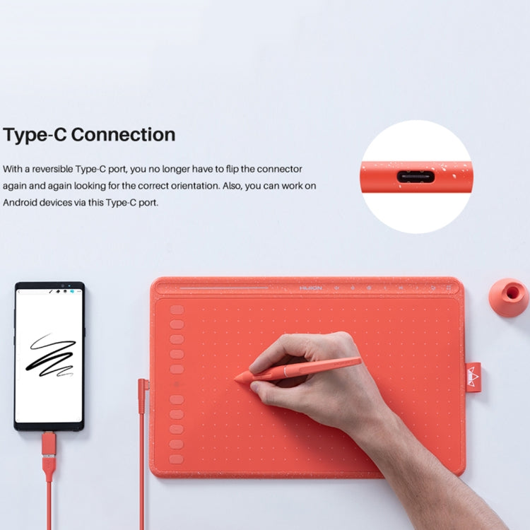 HUION HS611 5080 LPI Touch Strip Art Drawing Tablet for Fun, with Battery-free Pen & Pen Holder (Red) - free shipping - PMC TechLife - Order now!