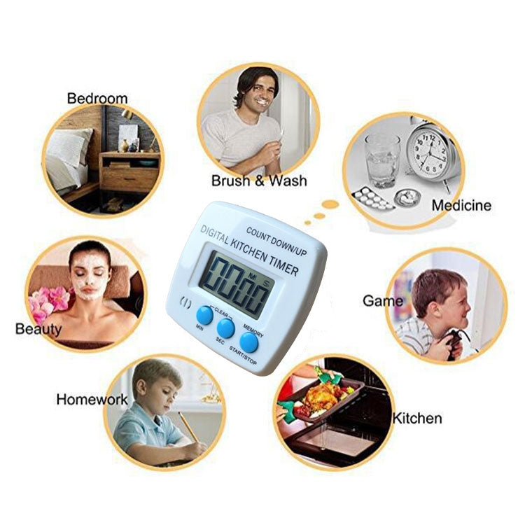Kitchen Timer Digital Electronic Loud Alarm Magnetic Backing With Holder for Cooking Baking Sports Games Office(White) - Digital Countdown by PMC TechLife | Online Shopping South Africa | PMC TechLife | Buy Now Pay Later Mobicred