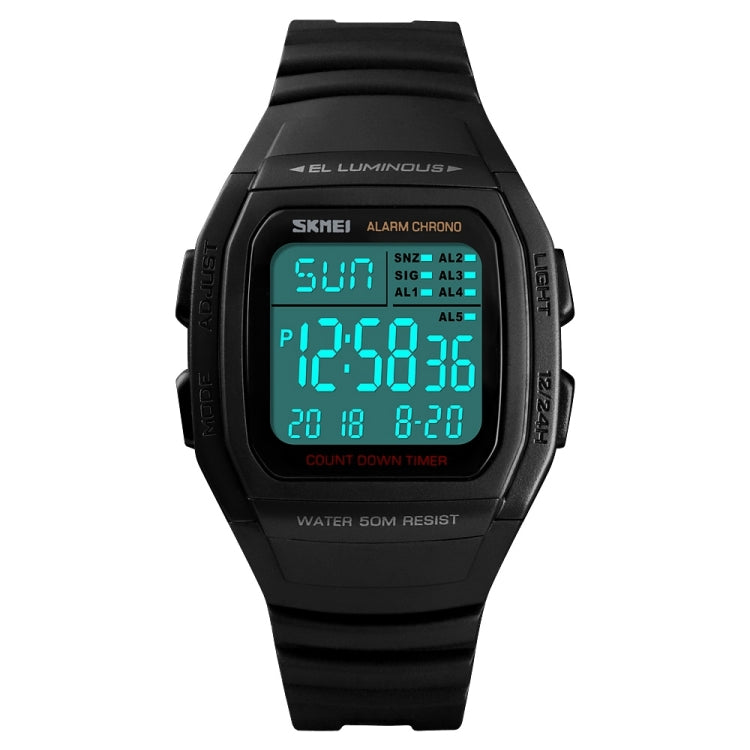 SKMEI 1278 Fashionable Outdoor 50m Water-resistant Digital Watch Student Sports Wrist Watch Support 5 Group Alarm Clocks(Black) - free shipping - PMC TechLife - Order now!