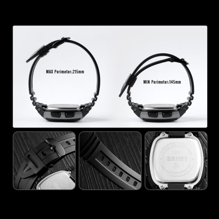 SKMEI 1278 Fashionable Outdoor 50m Water-resistant Digital Watch Student Sports Wrist Watch Support 5 Group Alarm Clocks(Black) - free shipping - PMC TechLife - Order now!
