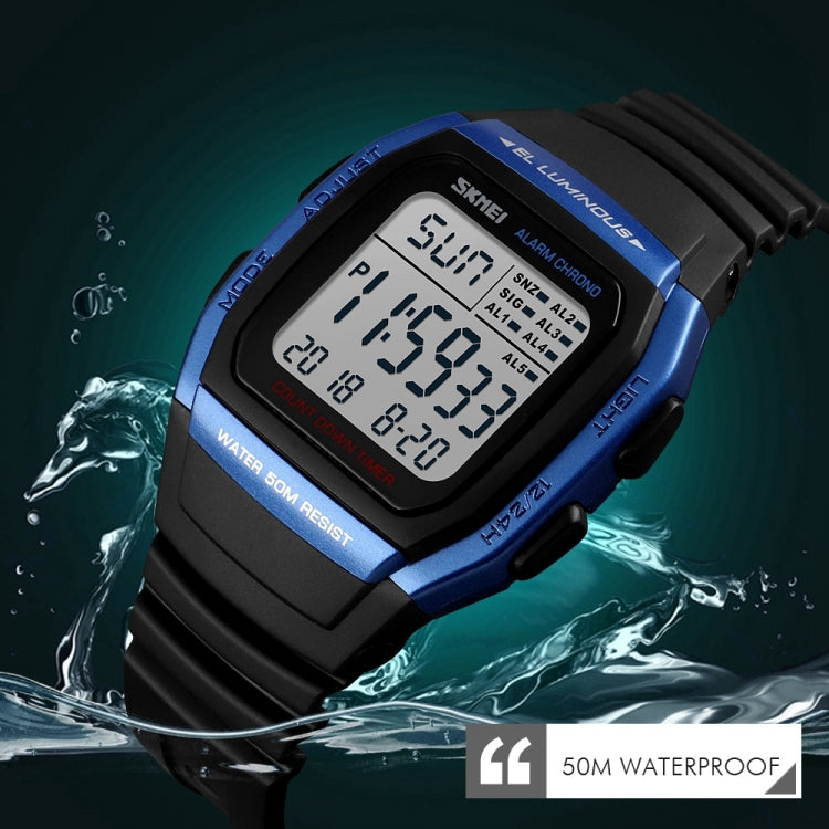 SKMEI 1278 Fashionable Outdoor 50m Water-resistant Digital Watch Student Sports Wrist Watch Support 5 Group Alarm Clocks(Black) - free shipping - PMC TechLife - Order now!