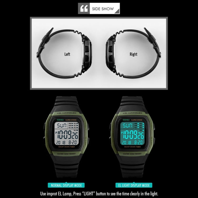 SKMEI 1278 Fashionable Outdoor 50m Water-resistant Digital Watch Student Sports Wrist Watch Support 5 Group Alarm Clocks(Black) - free shipping - PMC TechLife - Order now!